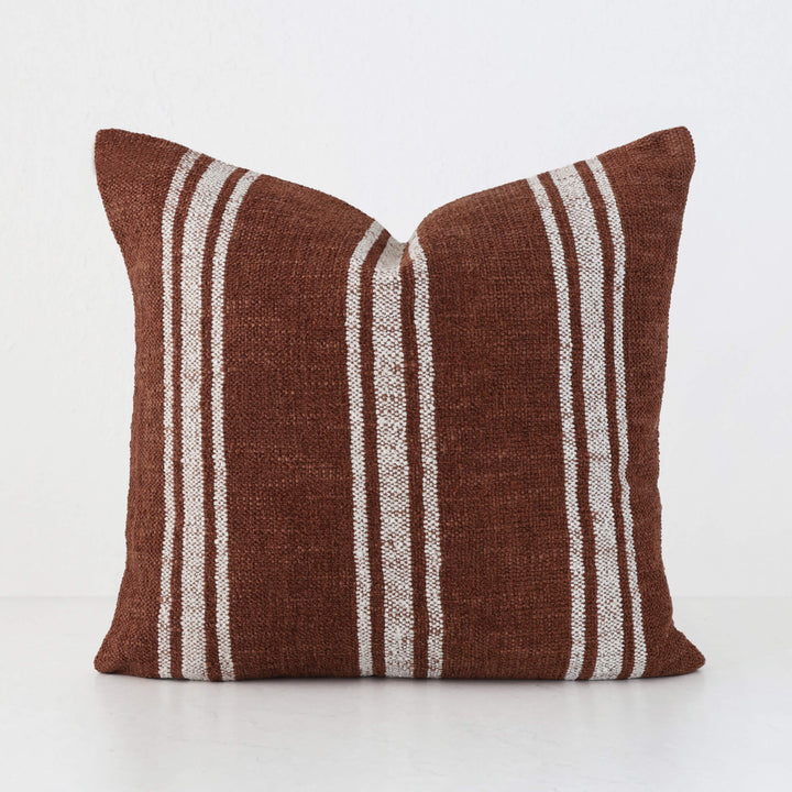 ROSSA RIBA CUSHION | NATURAL STRIPE + RUST | 60X60