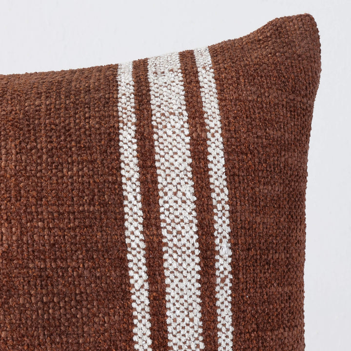 ROSSA RIBA CUSHION | NATURAL STRIPE + RUST | CLOSE UP