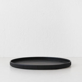 ROUND RIBBED CERAMIC PLATTER BUNDLE X2  |  MATT BLACK