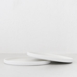 ROUND RIBBED CERAMIC PLATTER BUNDLE X2  |  MATTE WHITE