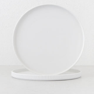 ROUND RIBBED CERAMIC PLATTER BUNDLE X2  |  MATTE WHITE