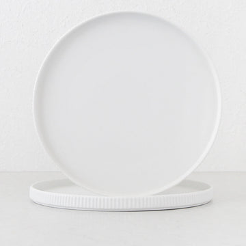 ROUND RIBBED CERAMIC PLATTER BUNDLE X2  |  MATTE WHITE