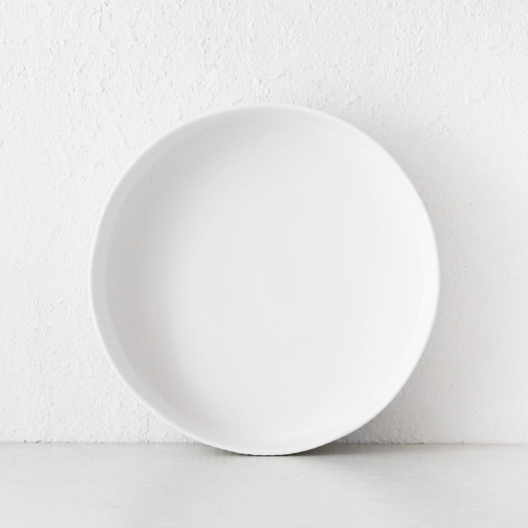 ROUND RIBBED CERAMIC SALAD BOWL BUNDLE X2  |  MATTE WHITE