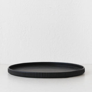CERAMIC ROUND RIBBED PLATTER  |  MATTE BLACK