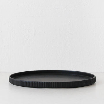 CERAMIC ROUND RIBBED PLATTER  |  MATTE BLACK