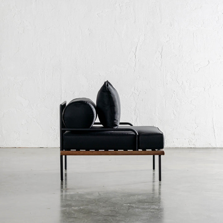 SAN ANDREAS OUTDOOR ARMCHAIR  |  BLACK NOIR + TEAK