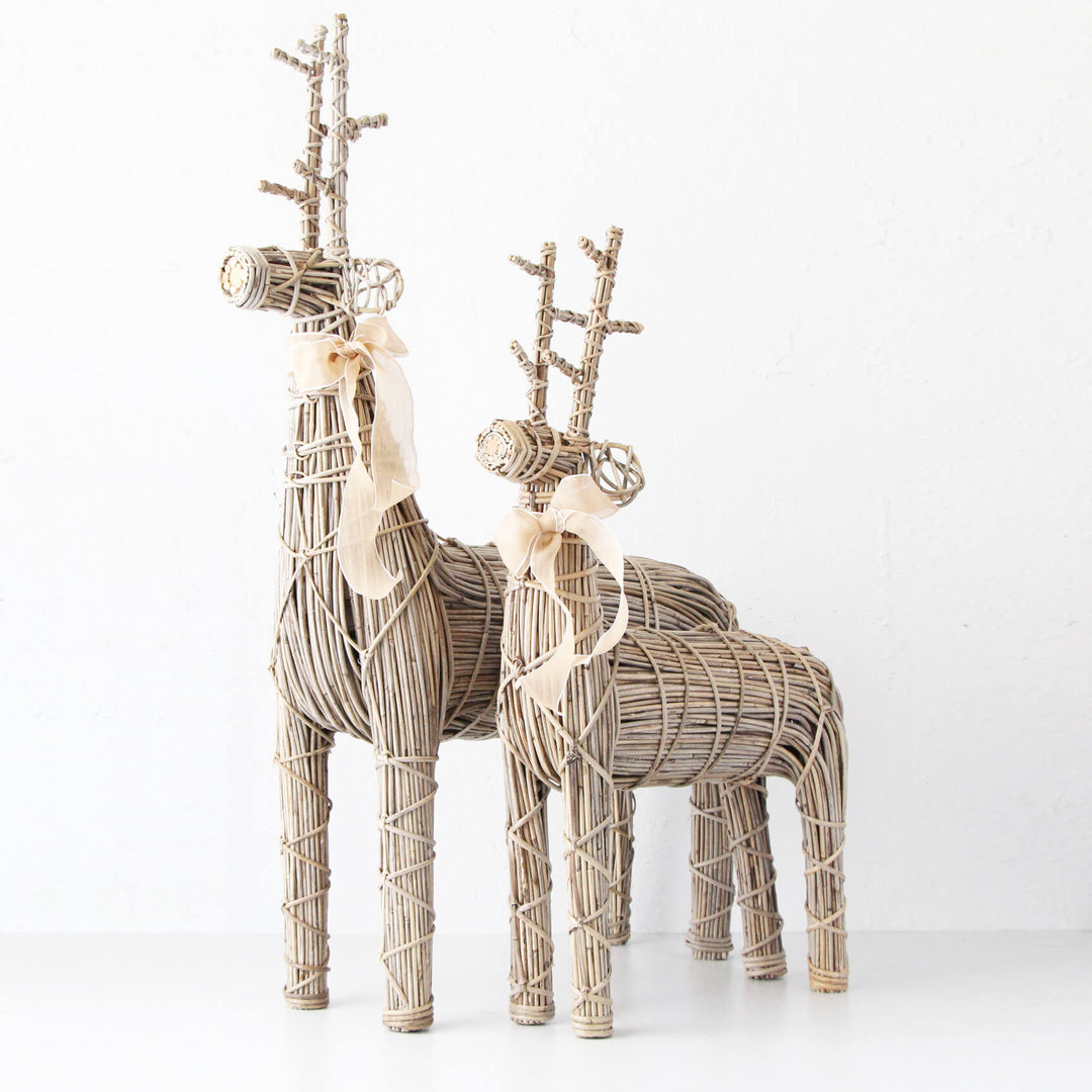 RATTAN TWISTED TWIG REINDEER BUNDLE X2  |  L + XL  |  NATURAL RATTAN