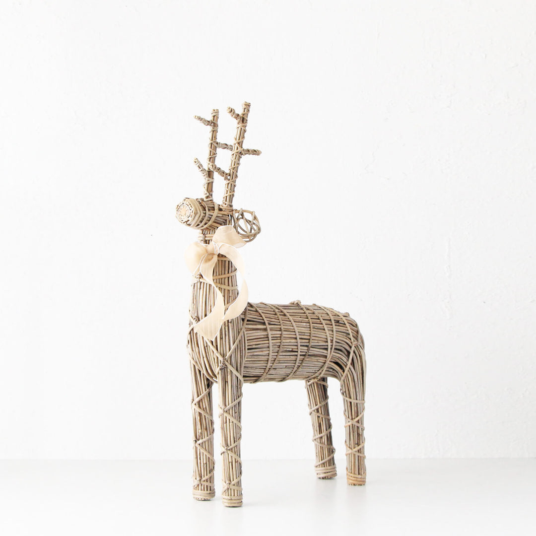 RATTAN TWISTED TWIG REINDEER  |  LARGE  |  90CM  |  NATURAL RATTAN