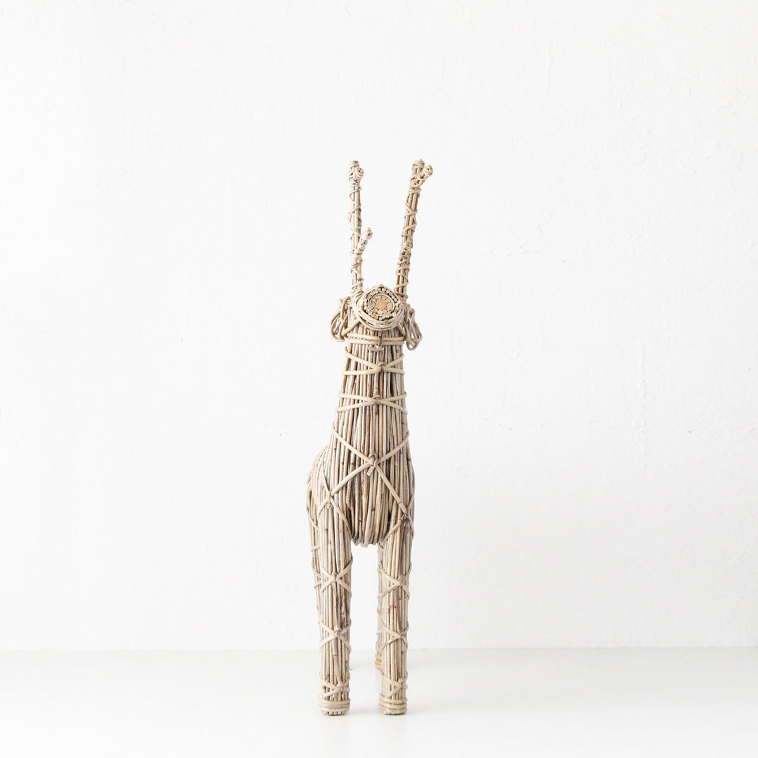 RATTAN TWISTED TWIG REINDEER  |  LARGE  |  90CM  |  NATURAL RATTAN