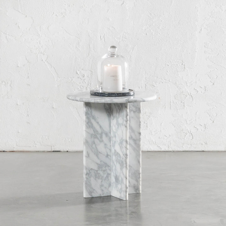 RAVENNA SIDE TABLE  |  CARRARA WHITE MARBLE  |  D40CM