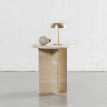 RAVENNA SIDE TABLE  |  NATURAL BEIGE TRAVERTINE  |  D40CM