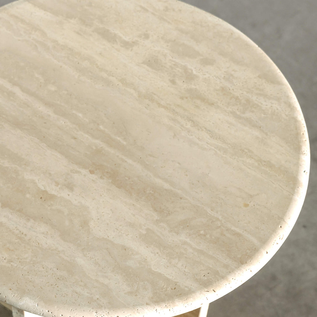 RAVENNA SIDE TABLE  |  NATURAL BEIGE TRAVERTINE  |  D40CM