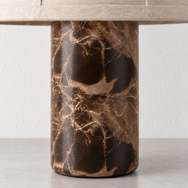 RISSOLI DOME TABLE LAMP  |  33CM  |  MOCHA MARBLE + LINEN SHADE