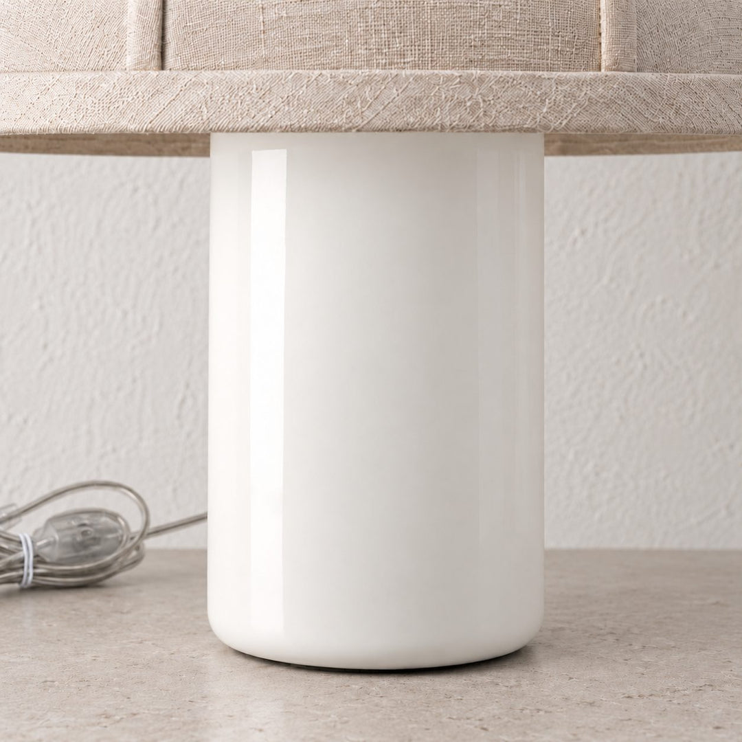 RISSOLI DOME TABLE LAMP  |  33CM  |  CERAMICA WHITE + LINEN SHADE