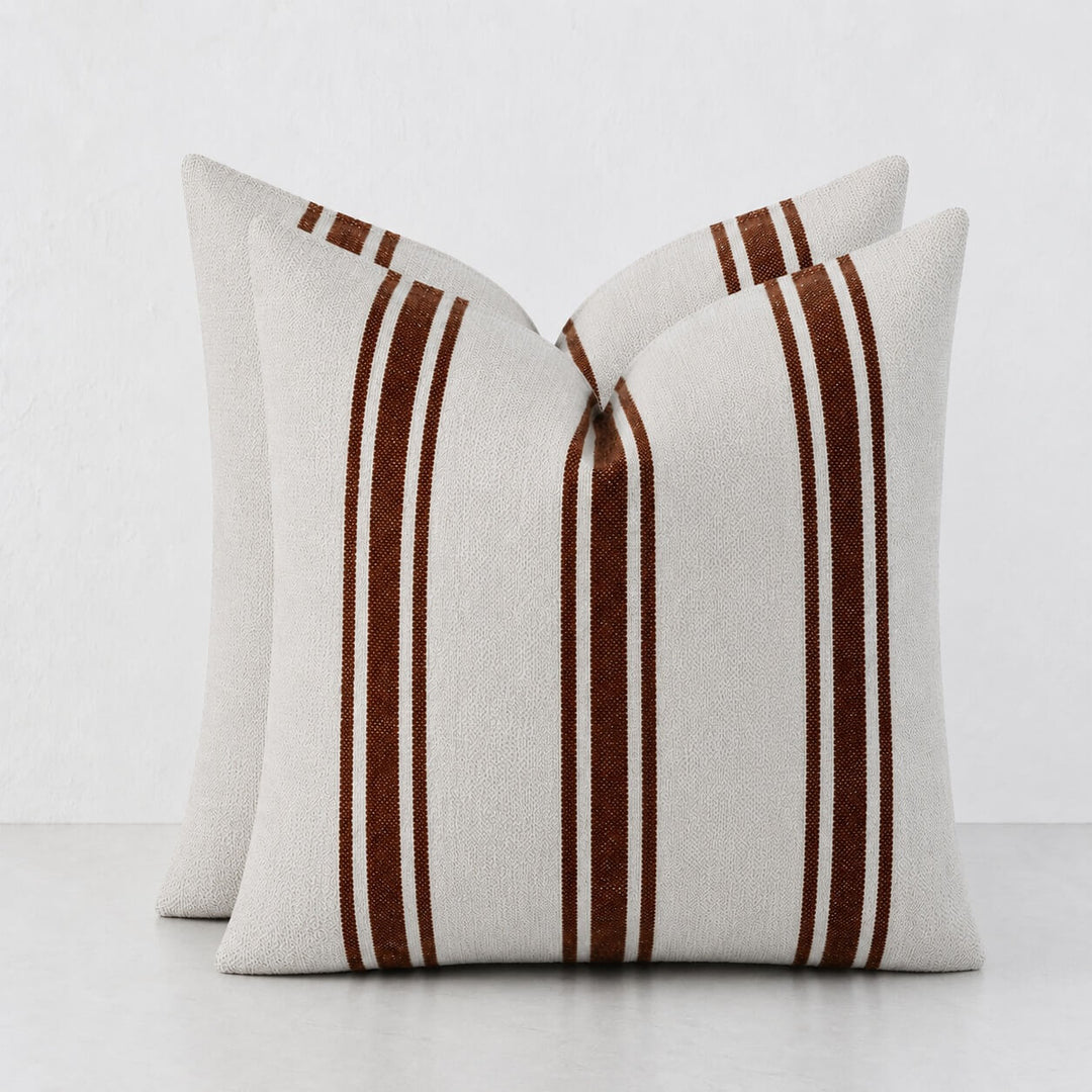 ROSSA RIBA CUSHION BUNDLES | RUST STRIPE + NATURAL | 60X60