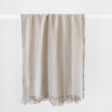 SAINTE MAXIME STRIPE LINEN THROW  |  170X130CM  |  NATURAL + OFF WHITE NARROW STRIPE