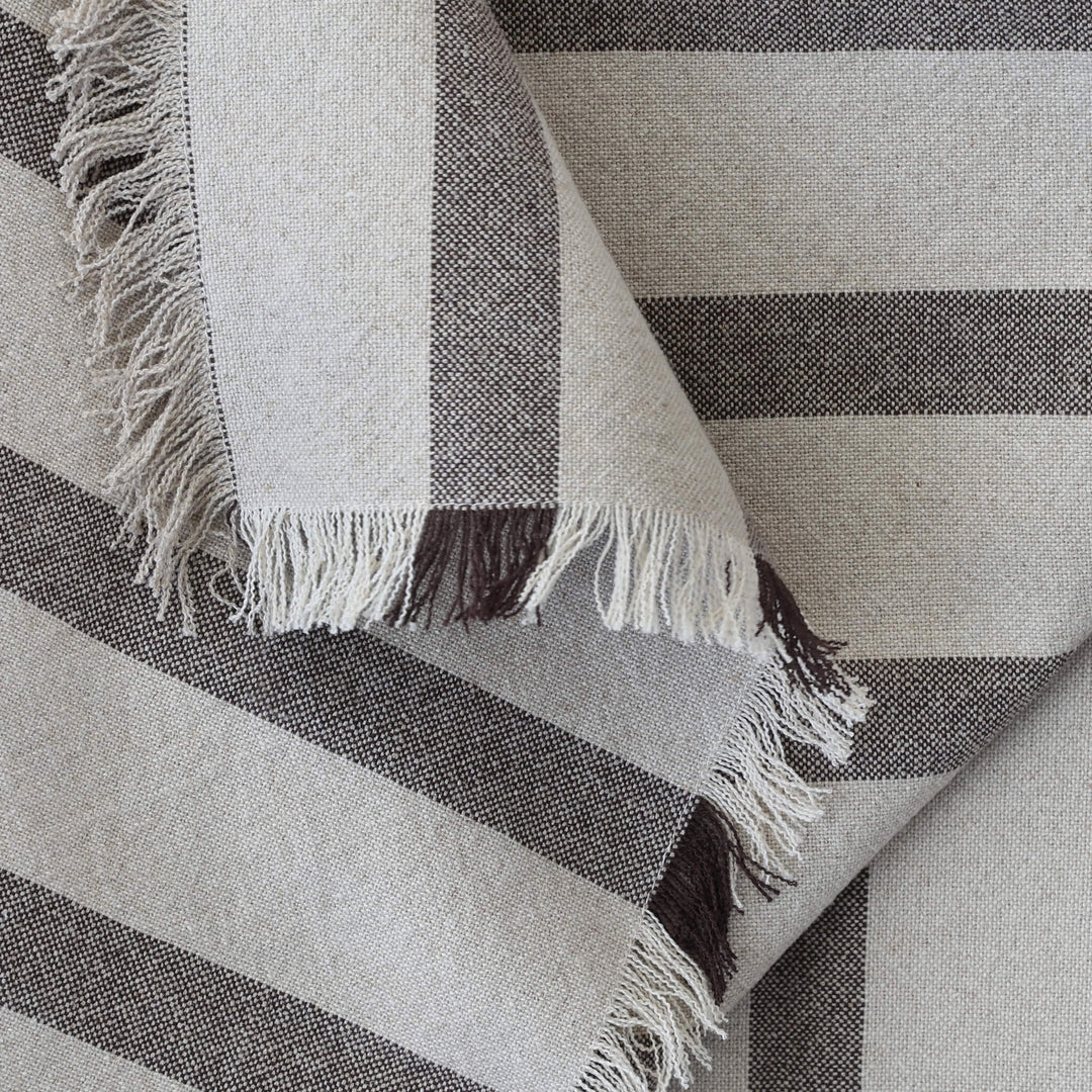 SAINTE MAXIME STRIPE THROW  |  170X130CM  |  NATURAL + MOCHA NARROW STRIPE