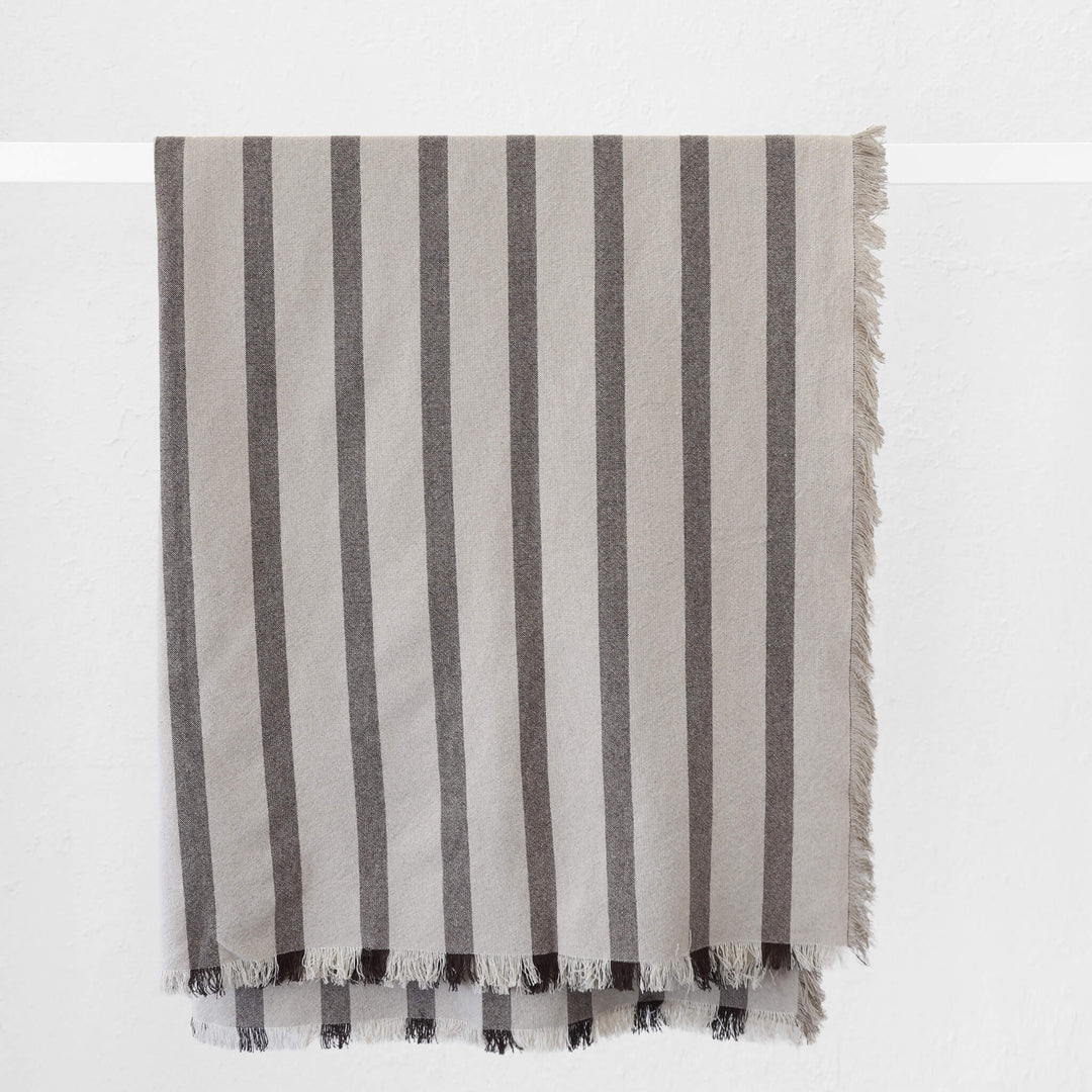 SAINTE MAXIME STRIPE THROW  |  170X130CM  |  NATURAL + MOCHA NARROW STRIPE
