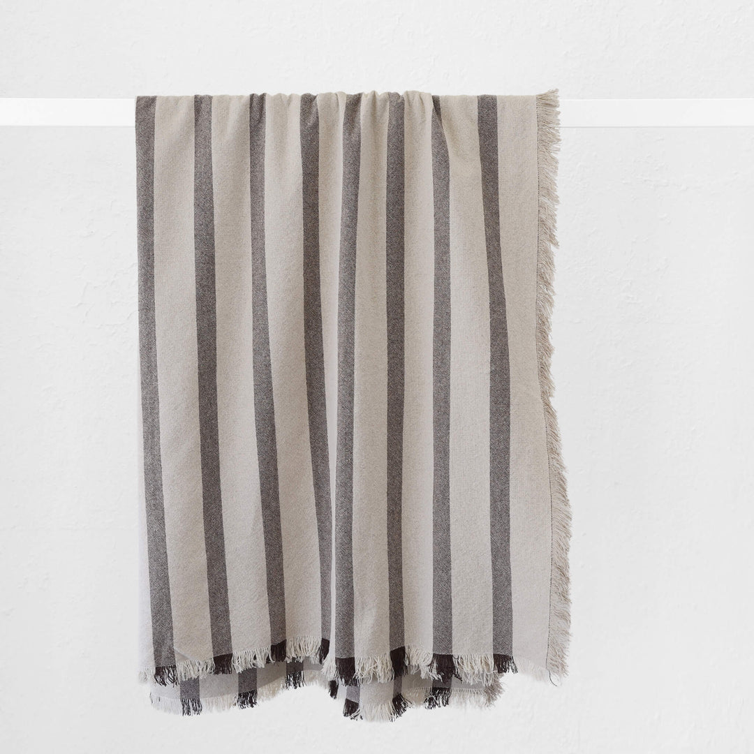 SAINTE MAXIME STRIPE THROW  |  170X130CM  |  NATURAL + MOCHA NARROW STRIPE