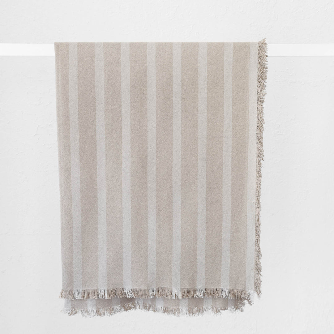 SAINTE MAXIME STRIPE THROW  |  170X130CM  |  NATURAL + OFF WHITE NARROW STRIPE