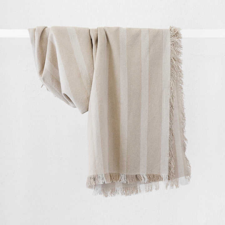 SAINTE MAXIME STRIPE THROW  |  170X130CM  |  NATURAL + OFF WHITE NARROW STRIPE