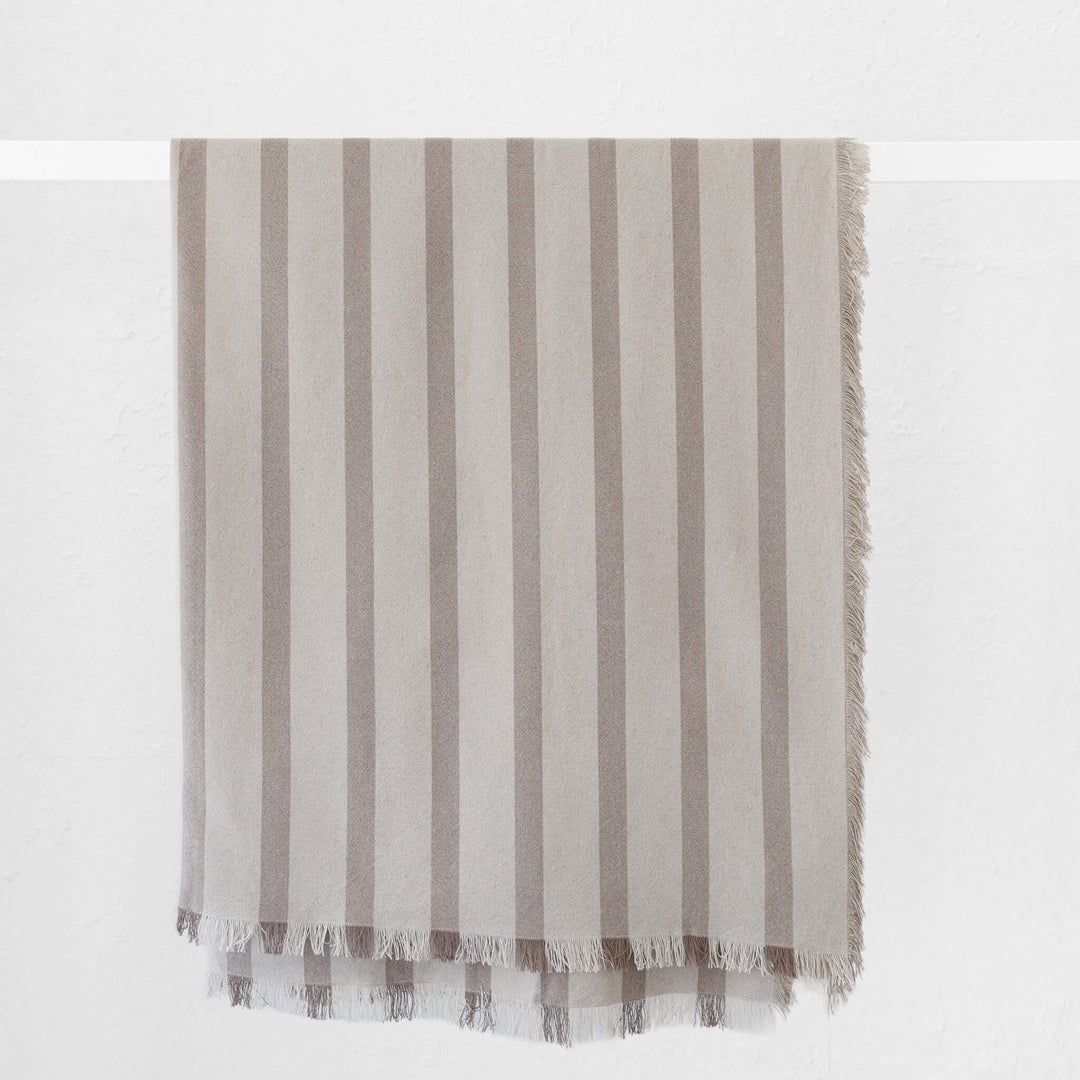 SAINTE MAXIME STRIPE THROW  |  170X130CM  |  NATURAL + TAUPE NARROW STRIPE