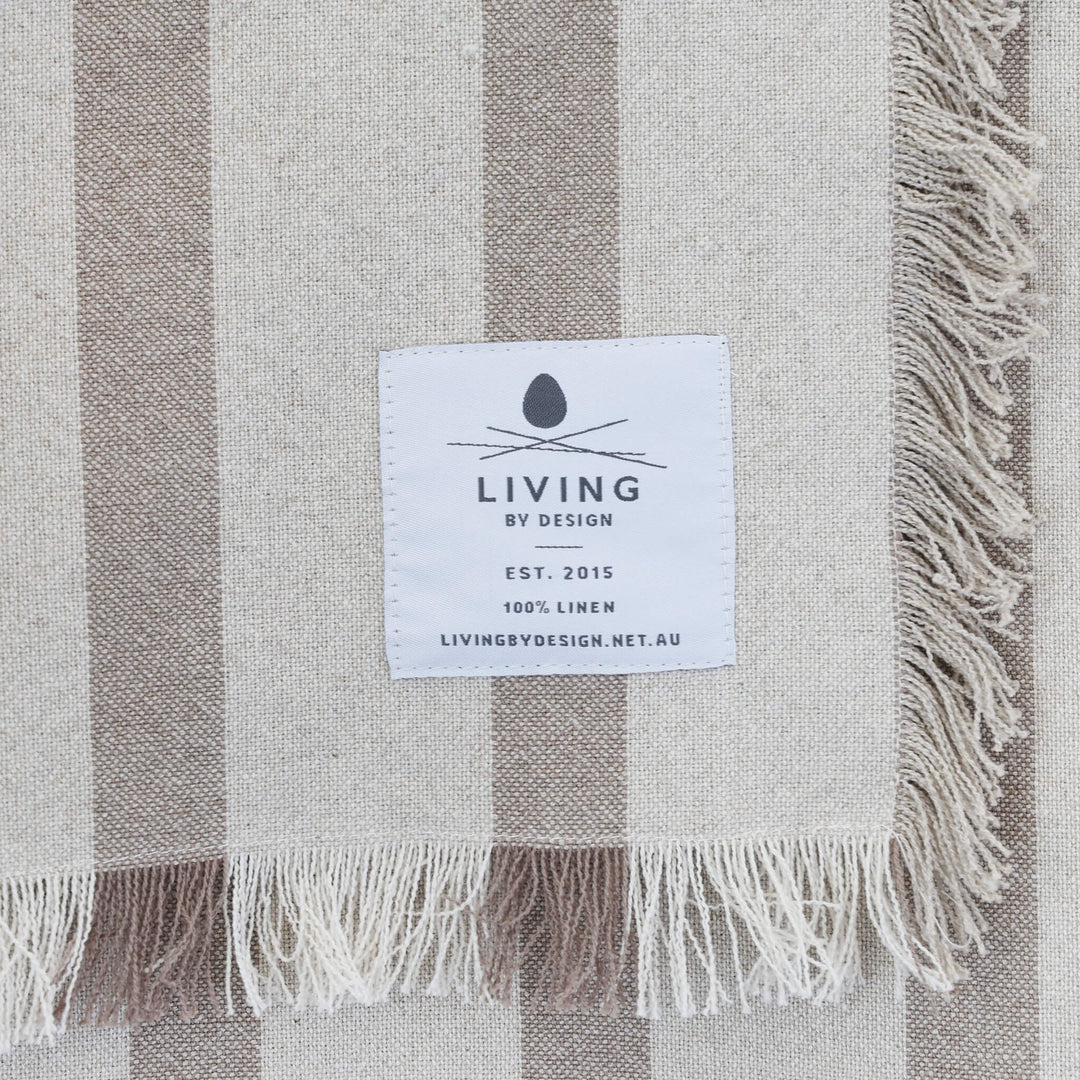 SAINTE MAXIME STRIPE THROW  |  170X130CM  |  NATURAL + TAUPE NARROW STRIPE