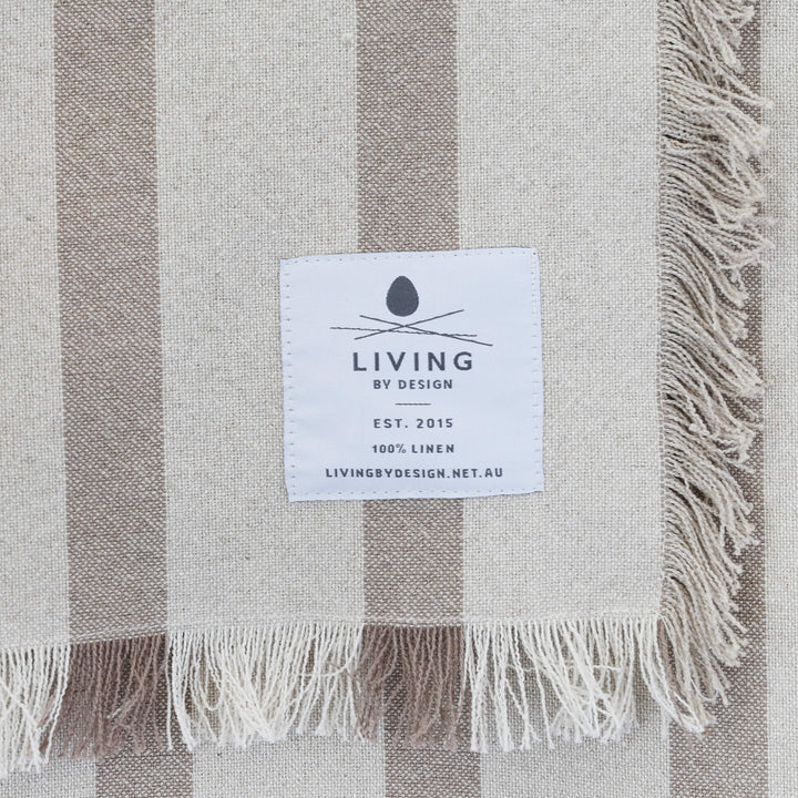 SAINTE MAXIME STRIPE THROW  |  170X130CM  |  NATURAL + TAUPE NARROW STRIPE