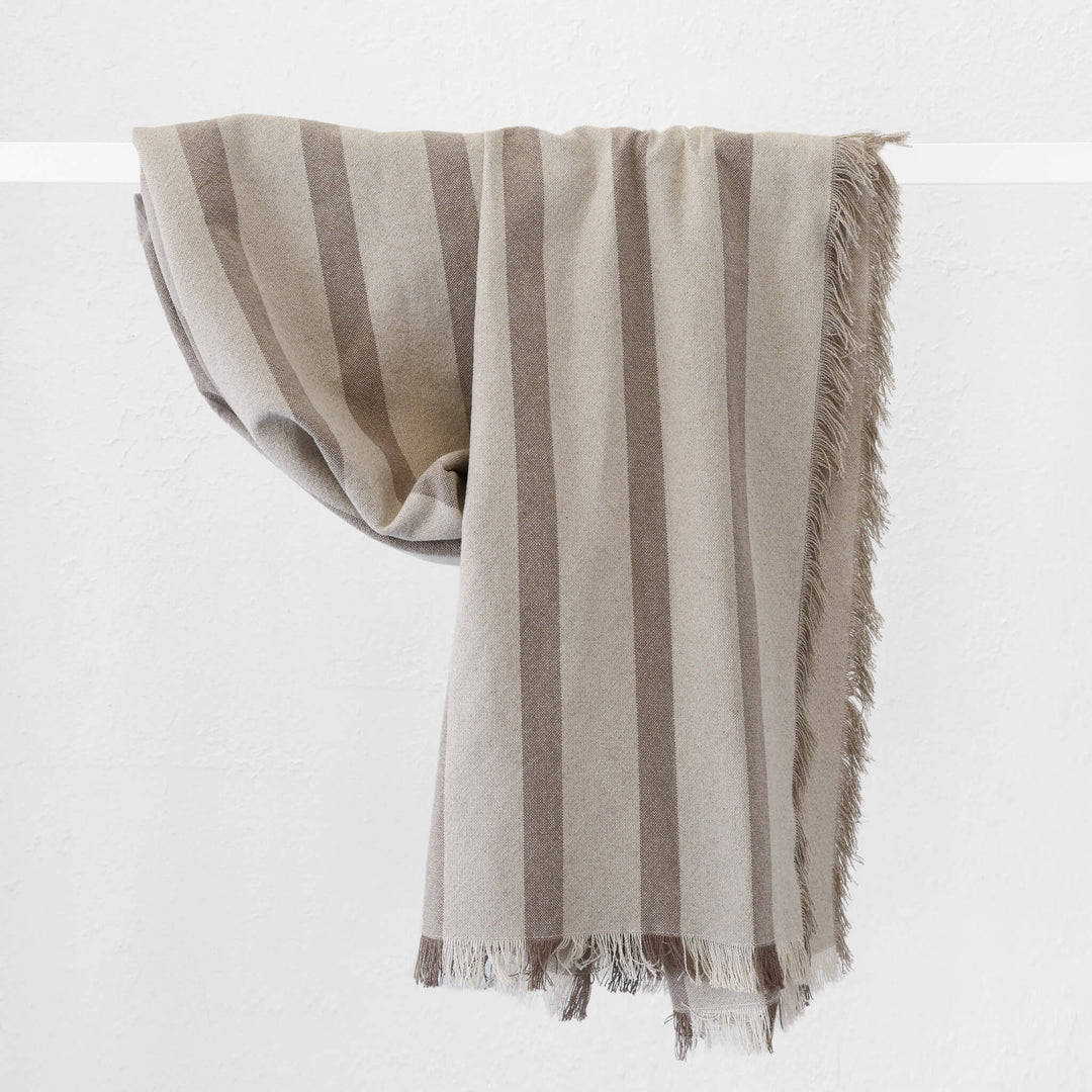 SAINTE MAXIME STRIPE THROW  |  170X130CM  |  NATURAL + TAUPE NARROW STRIPE
