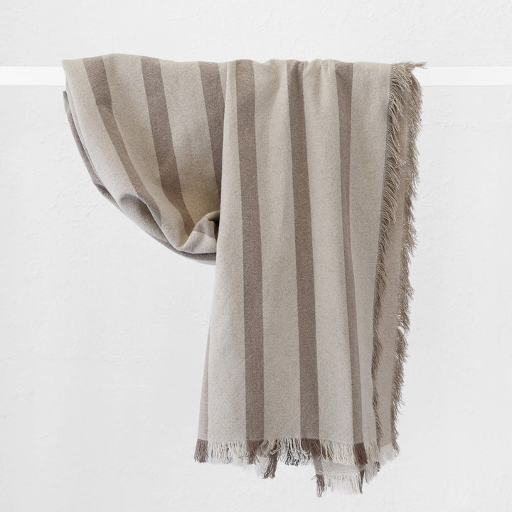SAINTE MAXIME STRIPE THROW  |  170X130CM  |  NATURAL + TAUPE NARROW STRIPE