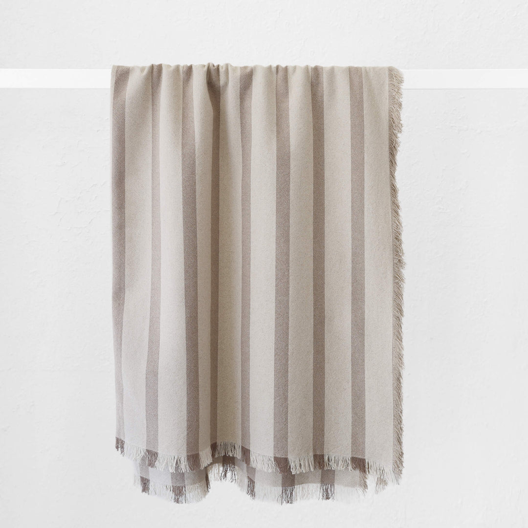 SAINTE MAXIME STRIPE THROW  |  170X130CM  |  NATURAL + TAUPE NARROW STRIPE
