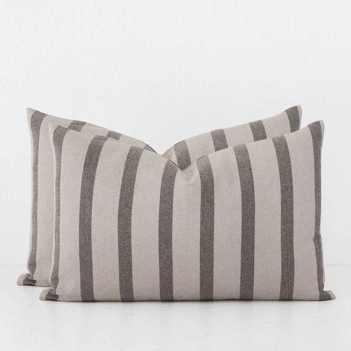 SAINTE MAXIME STRIPE CUSHION BUNDLES | NATURAL + MOCHA NARROW STRIPE  |  40X60