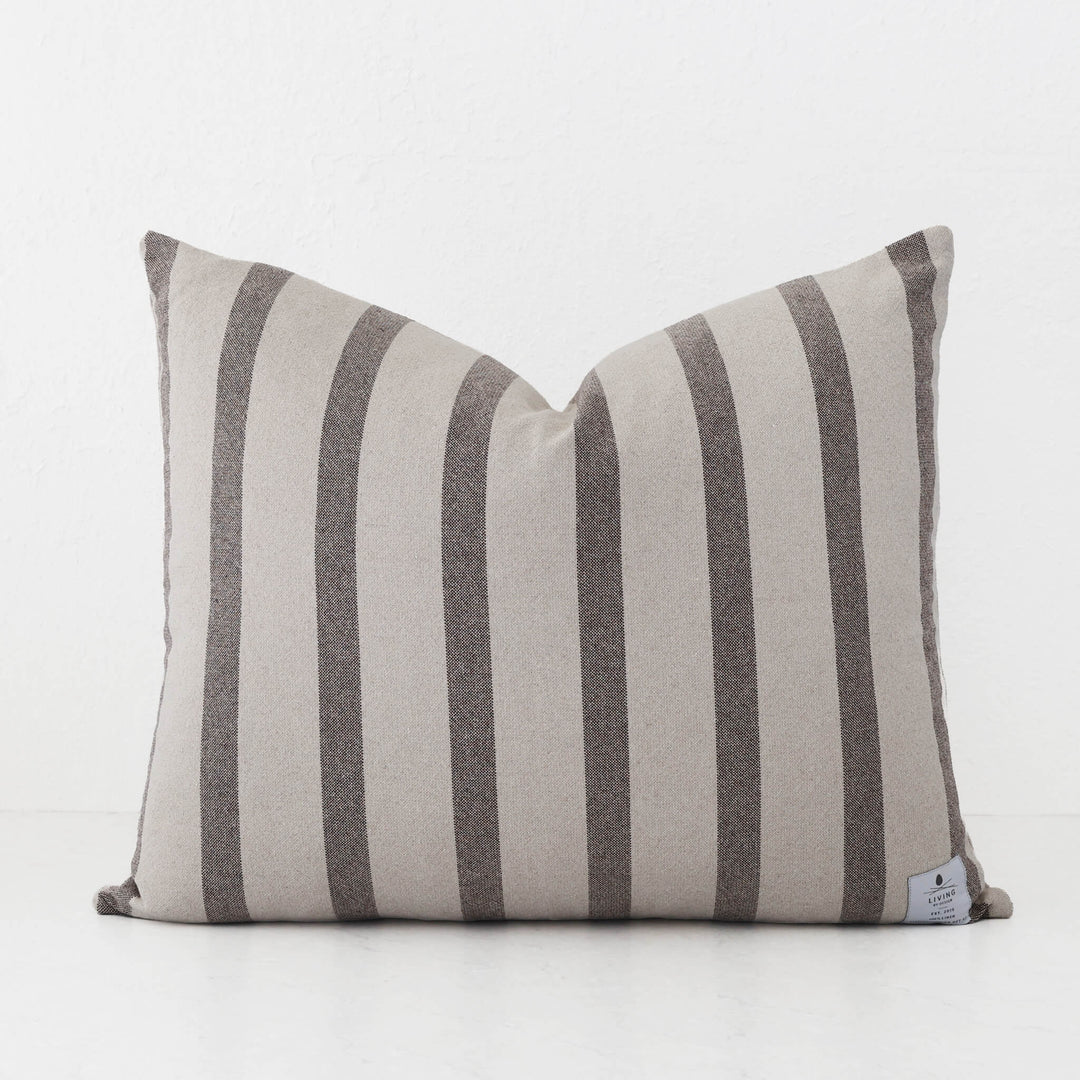 SAINTE MAXIME STRIPE CUSHION BUNDLES | NATURAL + MOCHA NARROW STRIPE  |  LABEL | 50X60