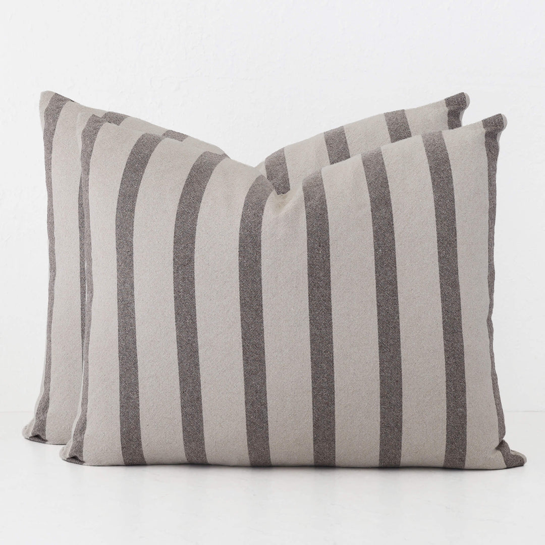 SAINTE MAXIME STRIPE CUSHION BUNDLES | NATURAL + MOCHA NARROW STRIPE  |  50X60