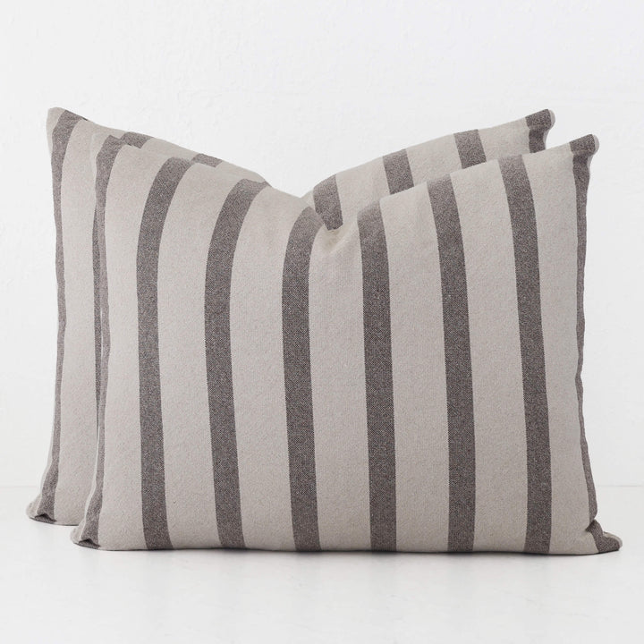 SAINTE MAXIME STRIPE CUSHION BUNDLES | NATURAL + MOCHA NARROW STRIPE  |  50X60