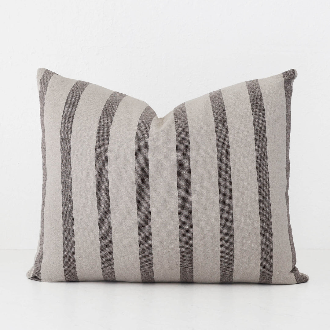 SAINTE MAXIME STRIPE CUSHION | NATURAL + MOCHA NARROW STRIPE  |  60X60