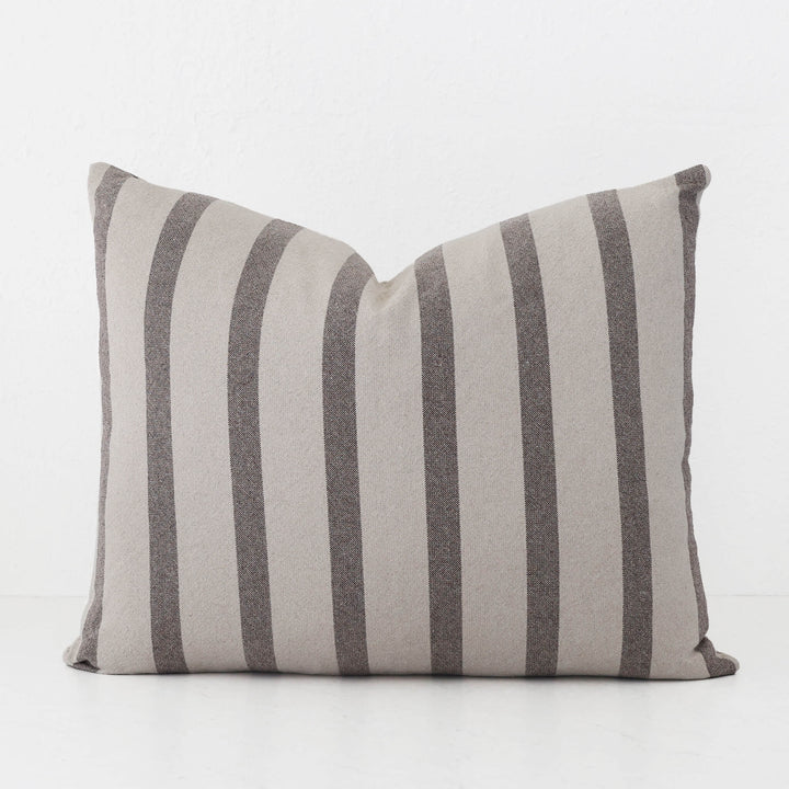 SAINTE MAXIME STRIPE CUSHION | NATURAL + MOCHA NARROW STRIPE  |  60X60