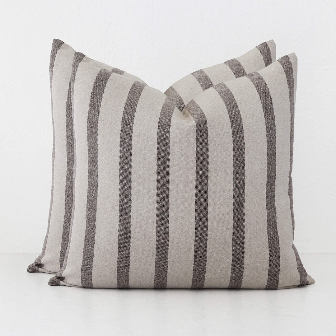 SAINTE MAXIME STRIPE CUSHION BUNDLES | NATURAL + MOCHA NARROW STRIPE  |  60X60