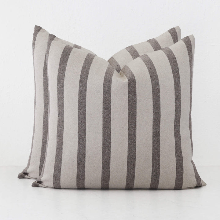 SAINTE MAXIME STRIPE CUSHION BUNDLES | NATURAL + MOCHA NARROW STRIPE  |  60X60