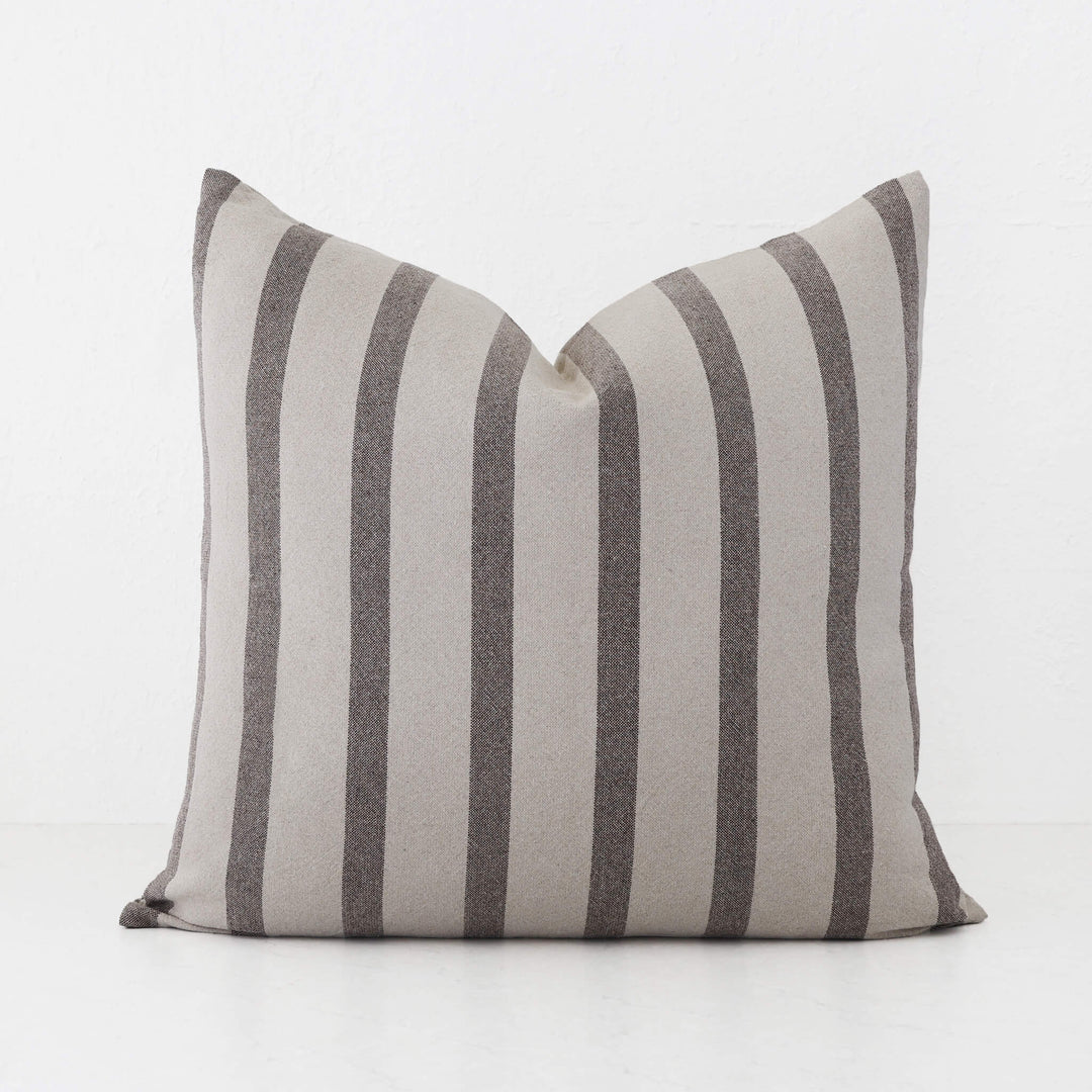 SAINTE MAXIME STRIPE CUSHION | NATURAL + MOCHA NARROW STRIPE  |  50X60