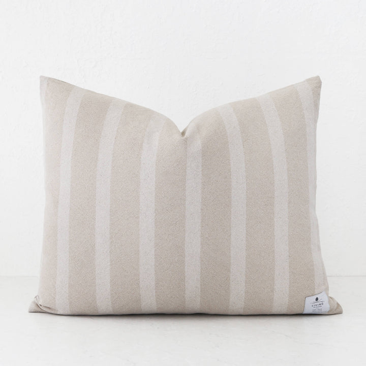 SAINTE MAXIME STRIPE CUSHION | NATURAL + OFF WHITE NARROW STRIPE LABEL  |  50X60