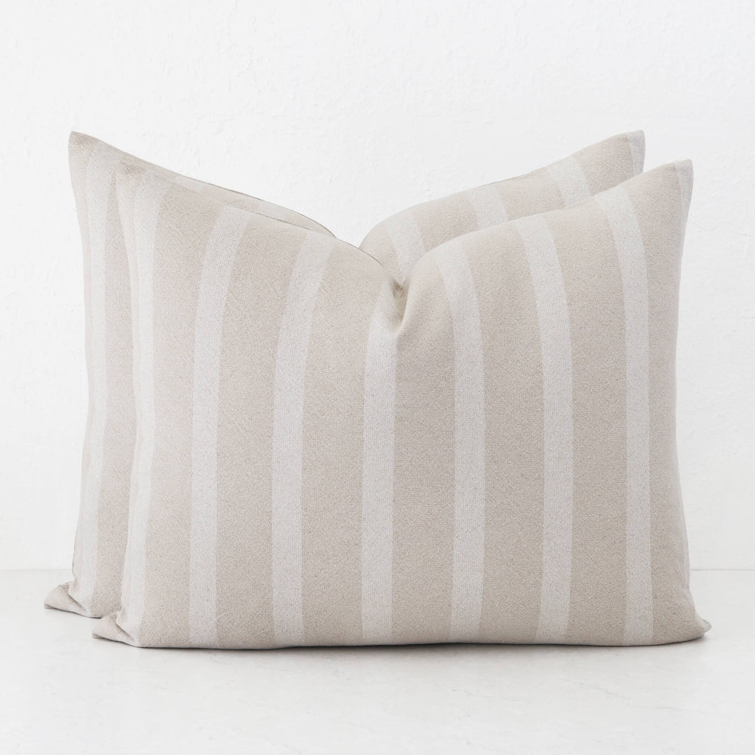 SAINTE MAXIME STRIPE CUSHION | NATURAL + OFF WHITE NARROW STRIPE BUNDLES  |  50X60