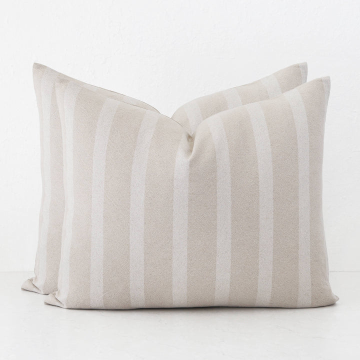 SAINTE MAXIME STRIPE CUSHION | NATURAL + OFF WHITE NARROW STRIPE BUNDLES  |  50X60