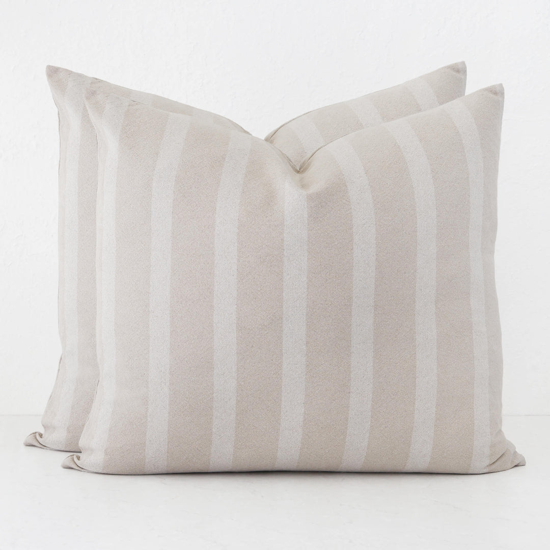 SAINTE MAXIME STRIPE CUSHION | NATURAL + OFF WHITE NARROW STRIPE BUNDLES  |  60X60