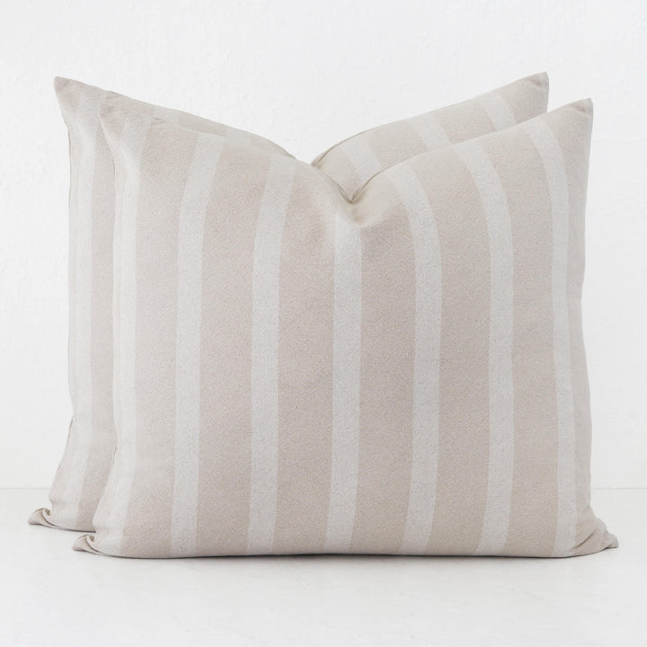 SAINTE MAXIME STRIPE CUSHION | NATURAL + OFF WHITE NARROW STRIPE BUNDLES  |  60X60