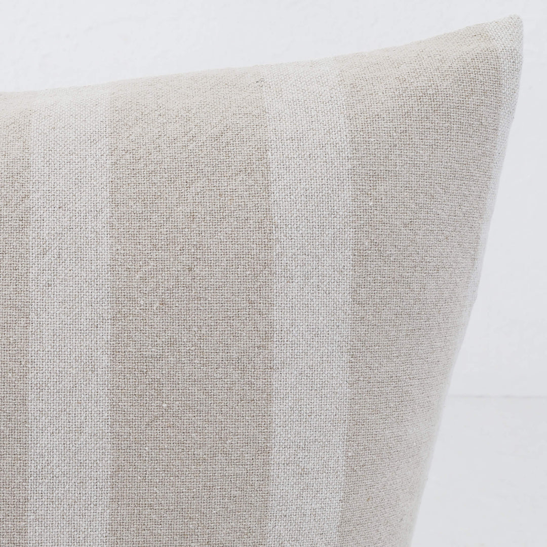 SAINTE MAXIME STRIPE CUSHION | NATURAL + OFF WHITE NARROW STRIPE CLOSE UP