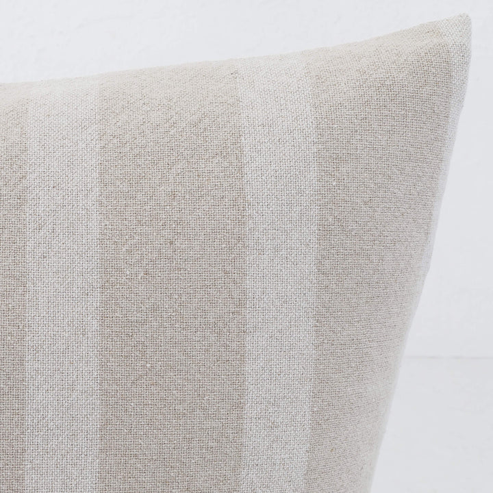 SAINTE MAXIME STRIPE CUSHION | NATURAL + OFF WHITE NARROW STRIPE CLOSE UP