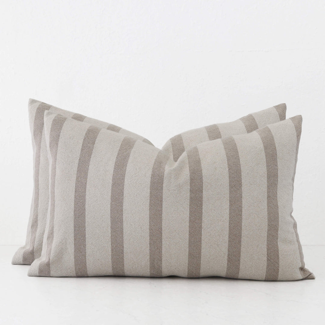 SAINTE MAXIME STRIPE CUSHION BUNDLES | NATURAL + TAUPE NARROW STRIPE  |  40X60