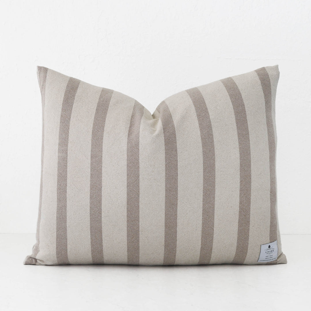 SAINTE MAXIME STRIPE CUSHION BUNDLES | NATURAL + TAUPE NARROW STRIPE  |  LABEL 50X60