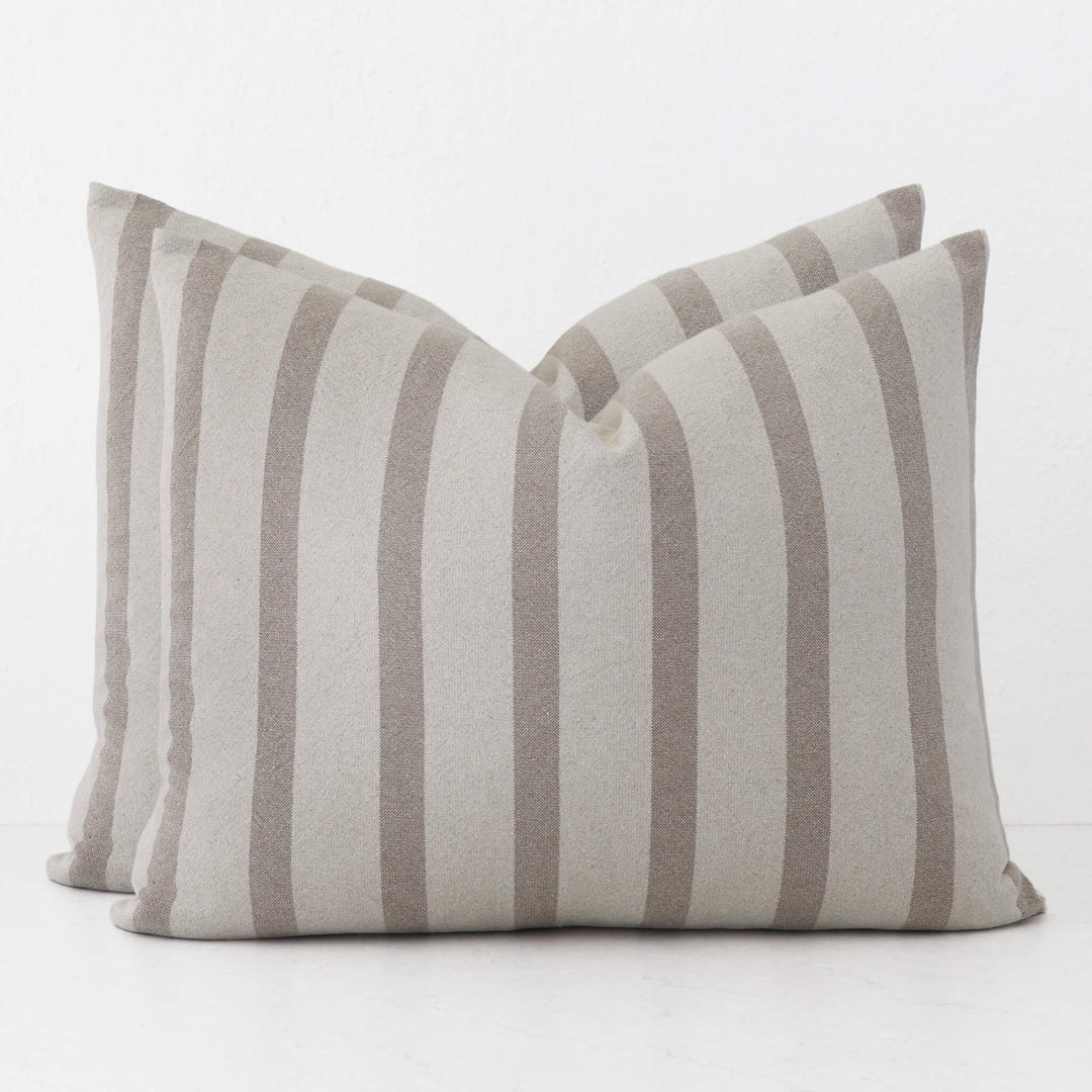 SAINTE MAXIME STRIPE CUSHION BUNDLES | NATURAL + TAUPE NARROW STRIPE  |  50X60